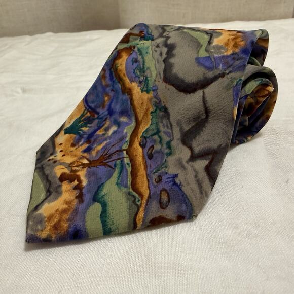 J. Garcia Silk Abstract Art Tie Made in USA – 90s Stonehenge Collection - Picture 1 of 9